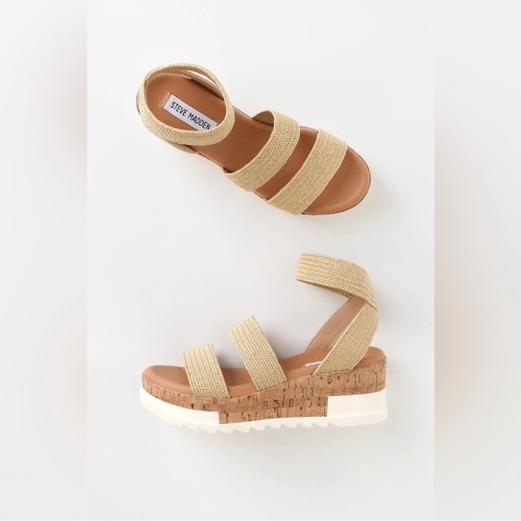 Steve Madden Bandi Wedges Beige- Womens- - Picture 2 of 10